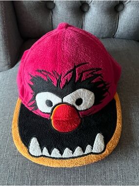 Plush Character Cap in Bright Pink with Black & Orange Details